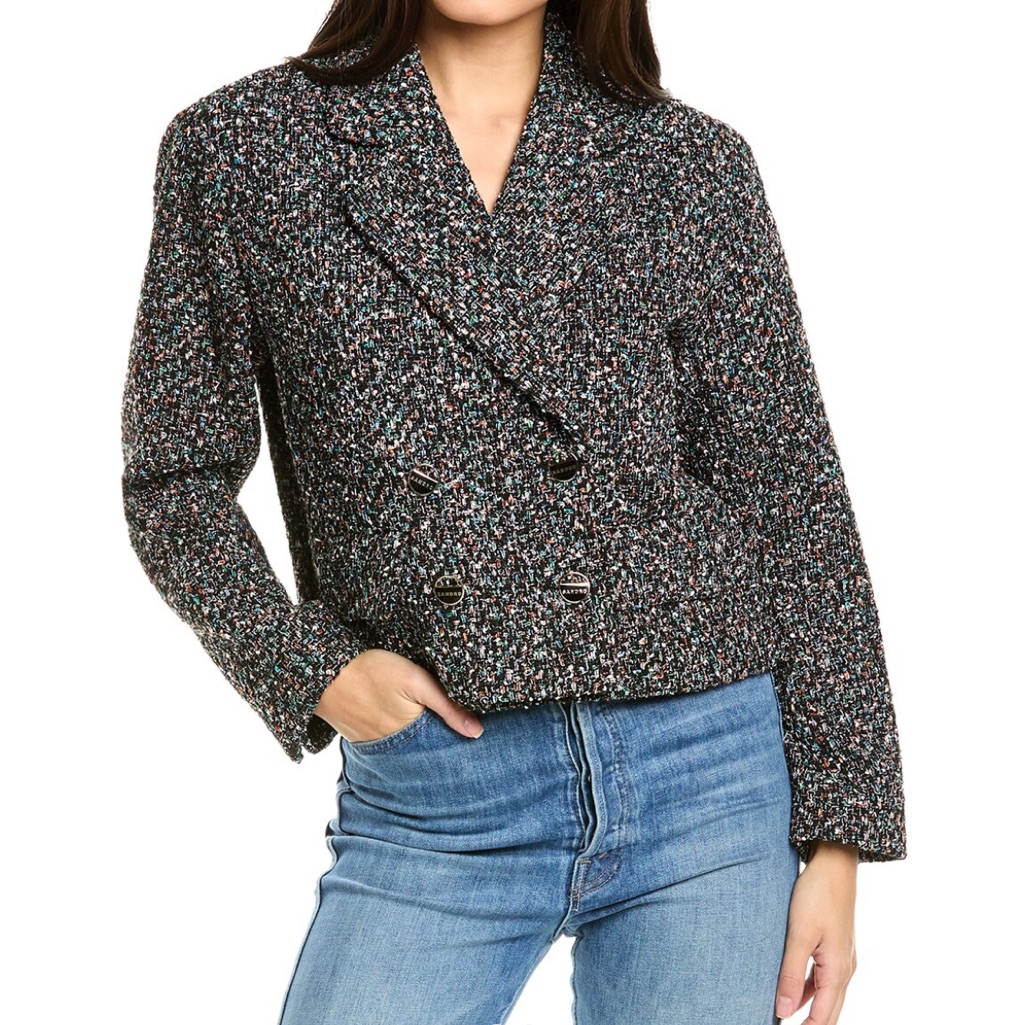 Sandro Zavier Tweed Crop Blazer Size 38